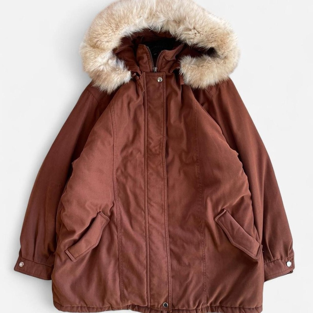 Vintage Forecaster of Boston Brown Real Fox Fur Hooded Parka Jacket M